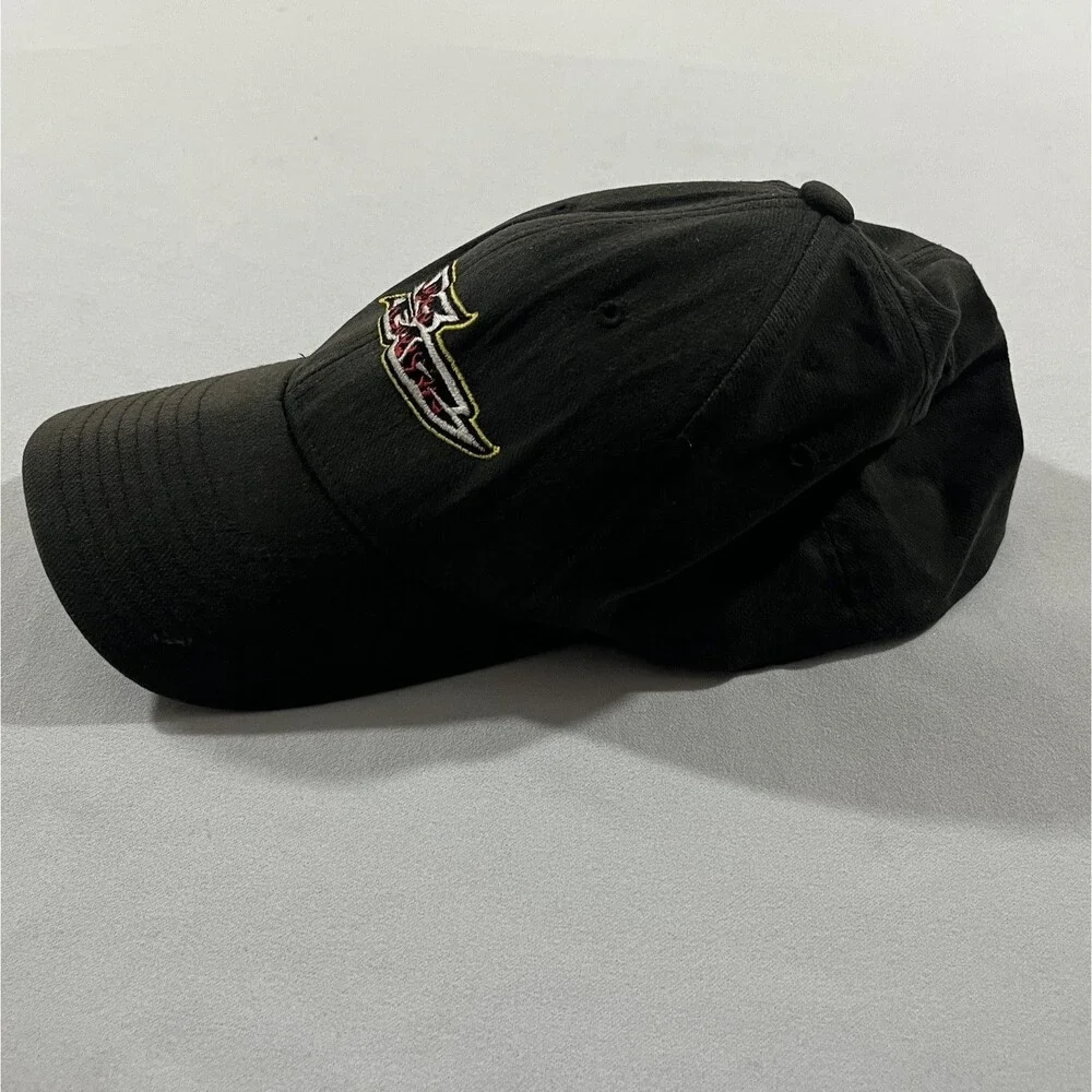 No Fear Hat Cap Flexband Black Red Eyes Vintage 90s Skate Punk Motocross BMX y2k